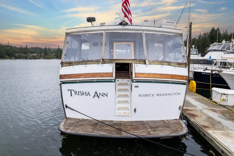 Slide: The Image of 1980 McQueen Motoryacht "Trisha Ann" docked in Seabeck, Washington at sunset. - 3