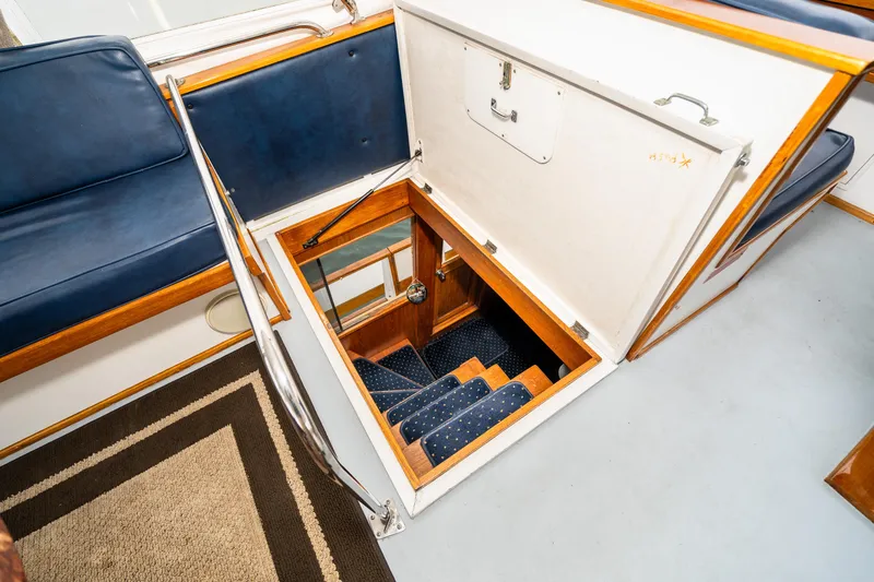 Slide: The Image of Interior of 1980 McQueen Motoryacht showing stairs to lower deck. - 39