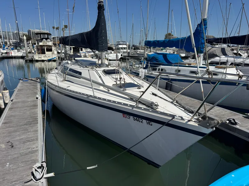 Slide: The Image of 1984 Camper & Nicholsons Nicholson 35 sailboat docked in a marina. - 3