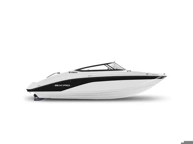The Image of 2025 Yamaha Boats SX190, sleek white and black design, side view. - 0