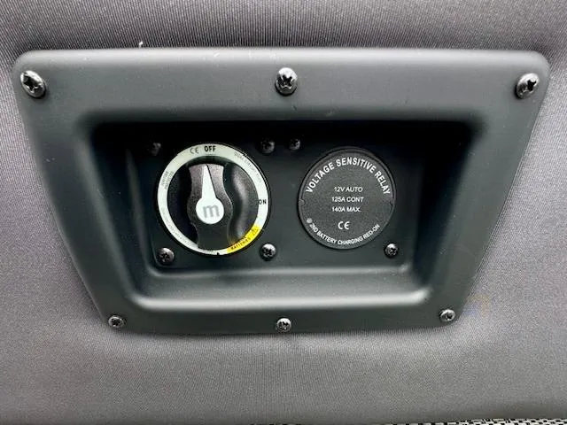 Slide: The Image of Control panel of 2025 Barletta C24M with voltage sensitive relay and switch. - 15