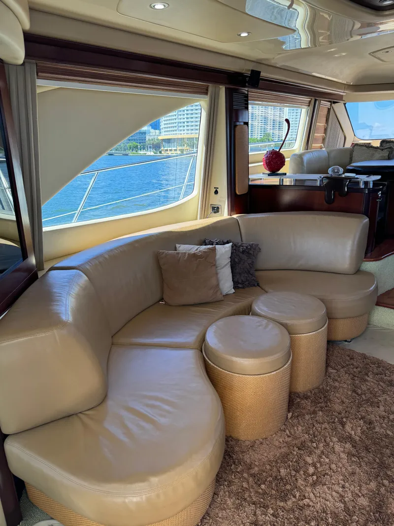 Slide: The Image of Luxurious interior of 2005 Sea Ray 58 Sedan Bridge yacht with leather seating. - 35