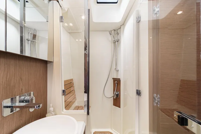 Slide: The Image of Luxurious bathroom in 2017 Beneteau Monte Carlo 5 MC5 yacht with modern shower. - 49