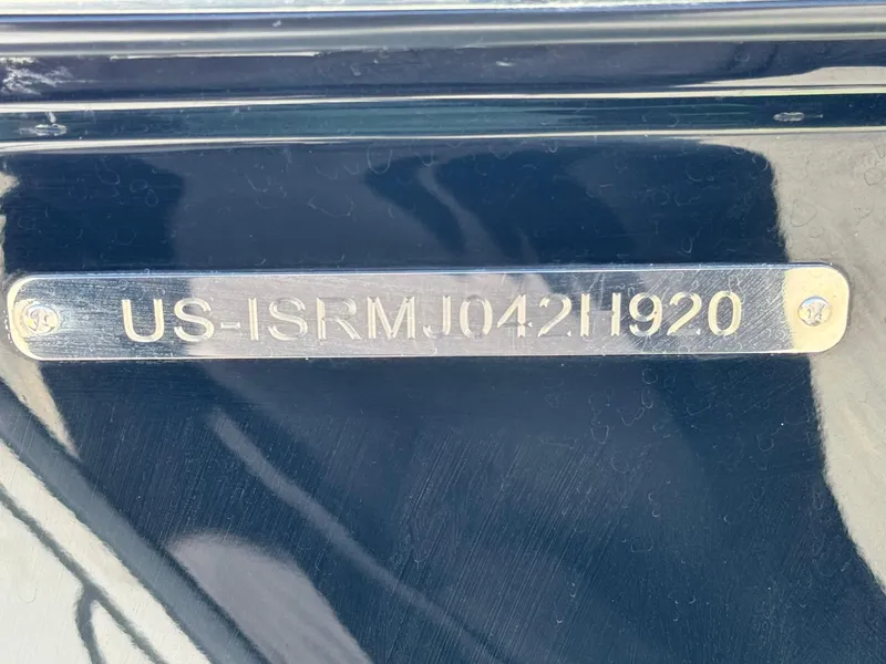 Slide: The Image of 2020 Moomba Max boat identification plate with serial number US-ISRMJ042H920. - 32