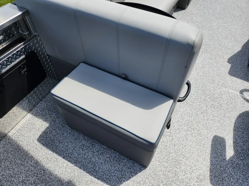 Slide: The Image of Gray seating on 2023 Qwest 8522 Pro Family Fish boat, featuring durable upholstery. - 18
