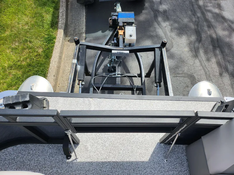 Slide: The Image of 2023 Qwest 8522 Pro Family Fish boat trailer hitch and deck view. - 30