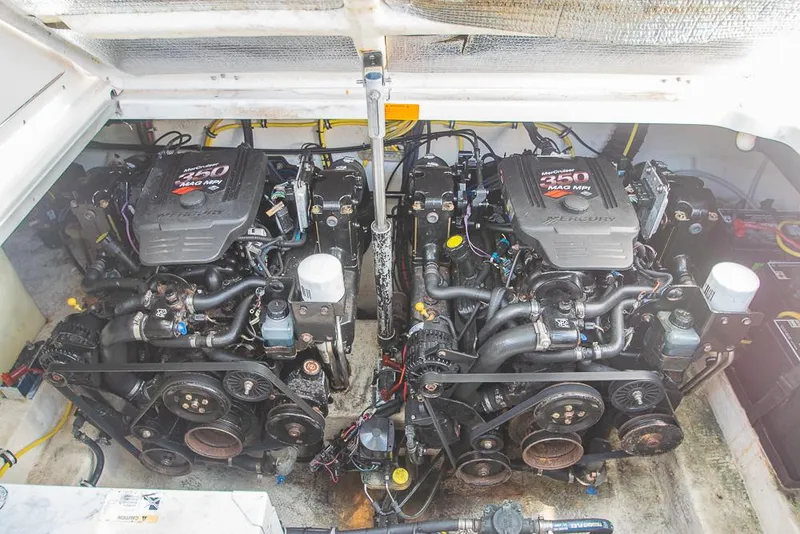 Slide: The Image of Twin engines in a 2007 Chaparral Signature 310 boat engine compartment. - 42