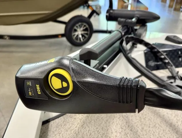 Slide: The Image of Trolling motor on a 2025 G3 Sportsman 1710 boat, featuring Minn Kota Edge. - 8