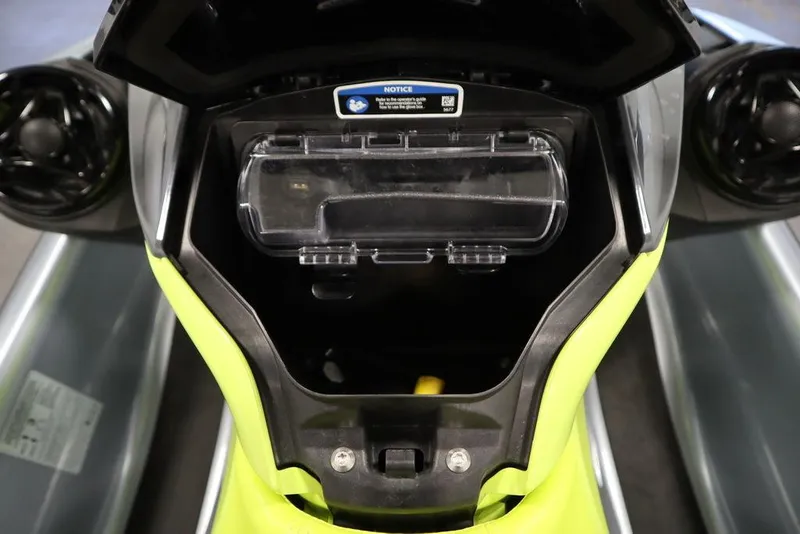Slide: The Image of 2022 Sea-Doo GTI SE 170 SS storage compartment, open view, showcasing interior design. - 8