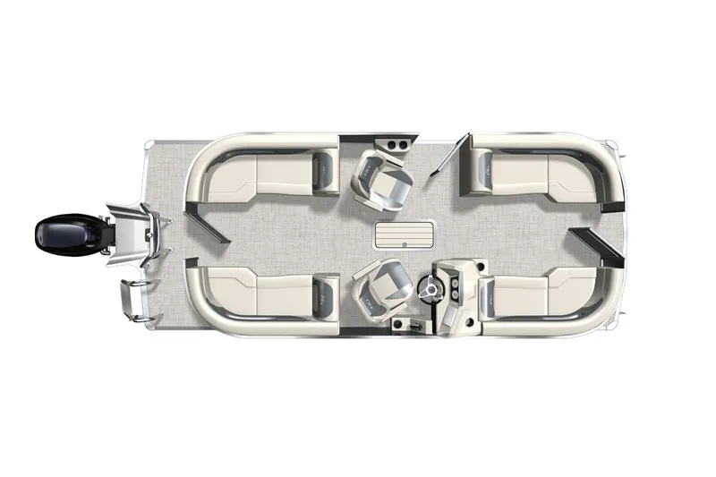 Slide: The Image of 2023 Barletta ARIA 22QC pontoon boat on trailer, parked outdoors. - 5