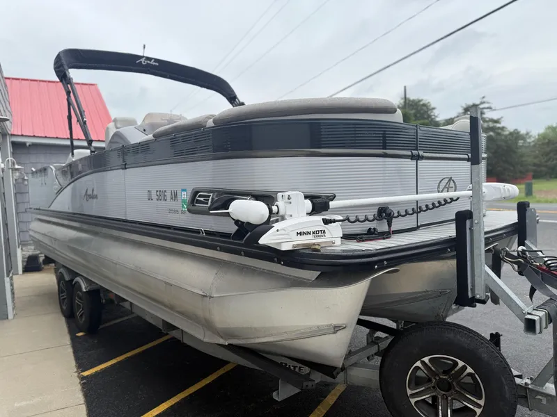 Slide: The Image of 2020 Avalon 2585 Catalina Rear Fish Tri-toon boat on trailer, high performance model. - 7