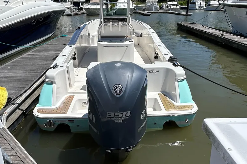 Slide: The Image of 2008 Chris-Craft Catalina 26 boat docked with Yamaha 350 engine. - 6