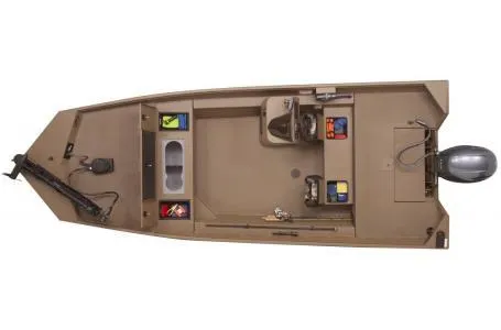 Slide: The Image of Top view of a 2021 G3 20 SC boat, showcasing interior layout and motor. - 3