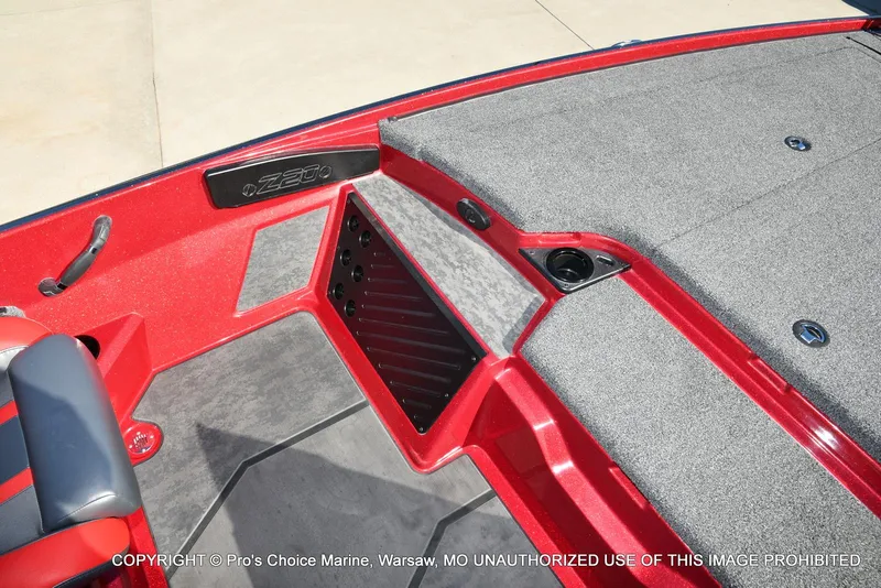 Slide: The Image of Interior of 2025 Nitro Z20 XL Pro boat with red and gray detailing. - 47