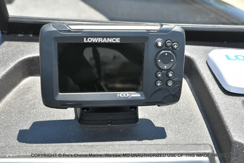 Slide: The Image of Lowrance Hook Reveal fish finder on 2023 Tracker Pro Guide V-175 Combo boat dashboard. - 42