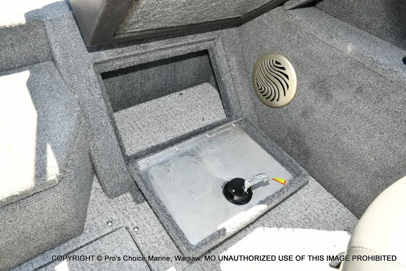Slide: The Image of 2023 Tracker Pro Guide V-175 Combo boat interior with storage compartment and speaker. - 47