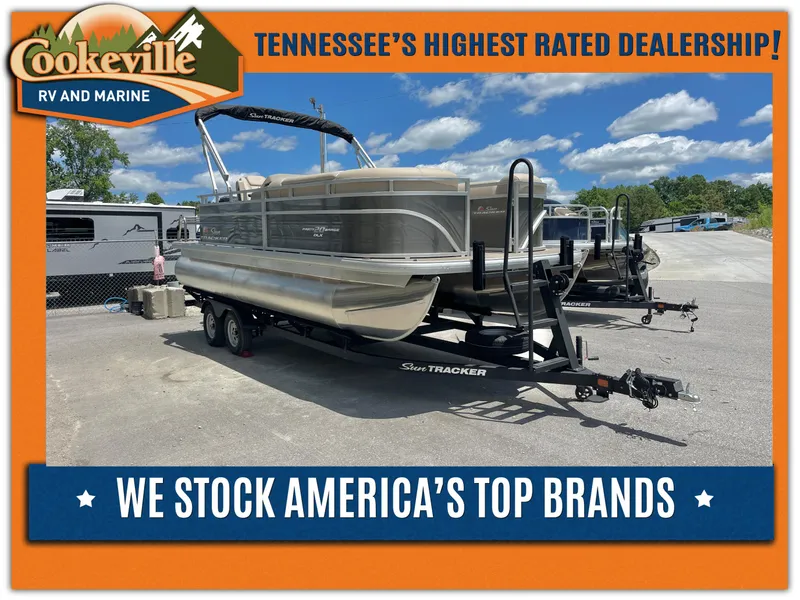 Slide: The Image of 2025 Sun Tracker Party Barge 20 DLX at Cookeville RV and Marine dealership. - 16