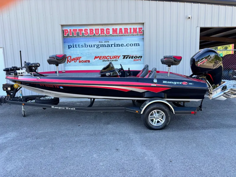 Slide: The Image of 2020 Ranger Z185 boat on trailer at Pittsburg Marine dealership. - 0