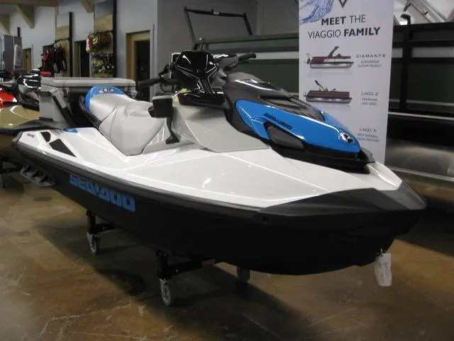 Slide: The Image of BRP FISHPRO SCOUT 130 W/ IDF, WHITE/GULF STREAM BLUE 2024 - 1
