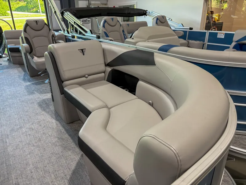 Slide: The Image of Luxurious seating on 2025 Trifecta 22 RF LE pontoon boat, featuring modern design and comfort. - 3