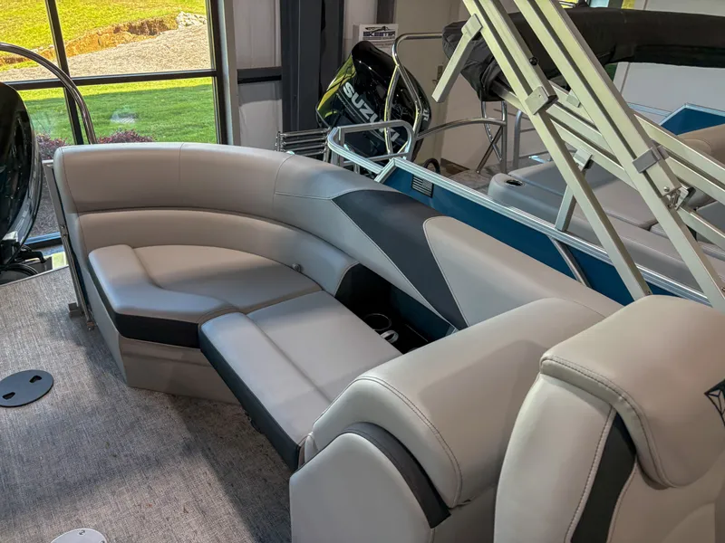 Slide: The Image of Luxurious seating in 2025 Trifecta 22 RF LE pontoon boat interior. - 8