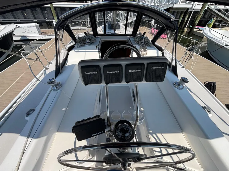 Slide: The Image of Cockpit of 1998 Catalina 320 sailboat with Raymarine navigation equipment. - 3