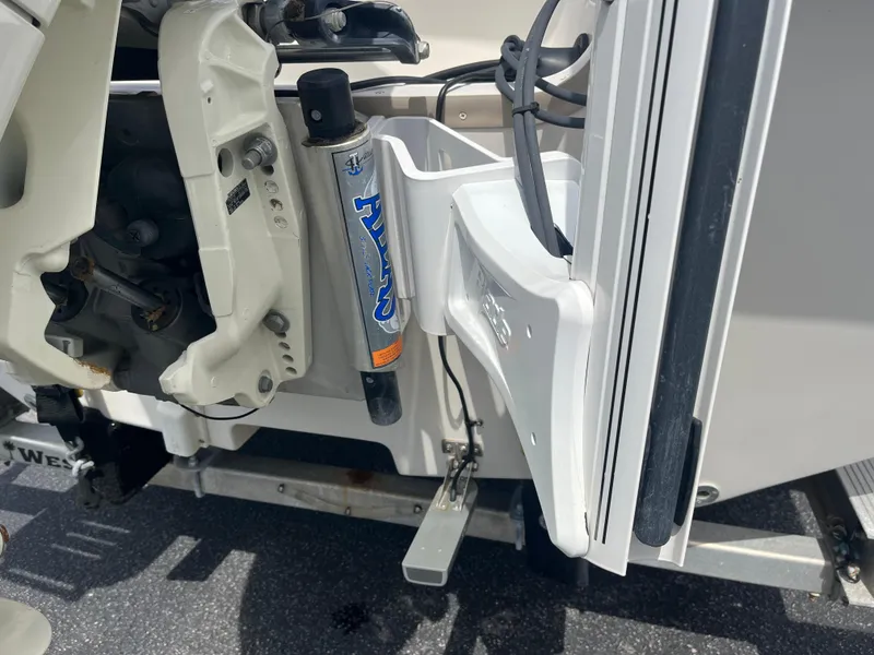 Slide: The Image of 2019 Carolina Skiff 238 DLV boat motor mount and hydraulic system detail. - 20