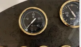 Slide: The Image of Close-up of 2003 Cruisers Yachts 3750 Motoryacht dashboard gauges. - 17