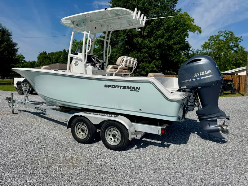 Slide: The Image of 2020 Sportsman Open 212 Center Console boat on trailer with Yamaha engine. - 3