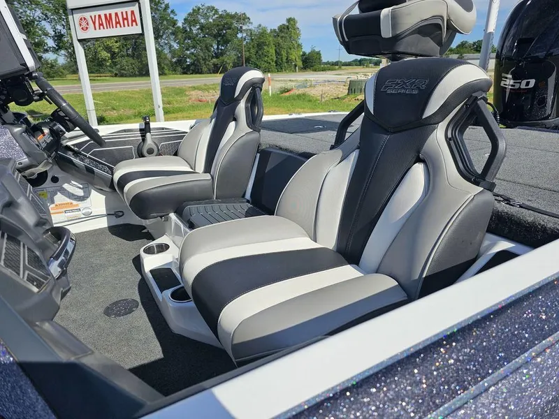 Slide: The Image of 2020 Skeeter FXR21 boat interior with Yamaha sign in background. - 16