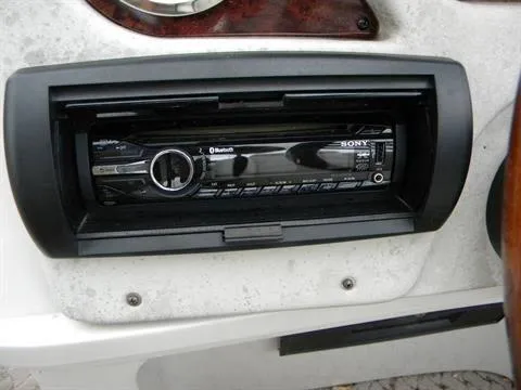 Slide: The Image of Sony Bluetooth stereo system on a 2011 Misty Harbor 2285 DR boat dashboard. - 15