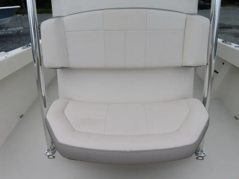 Slide: The Image of 2021 Parker 2300 Special Edition boat seat with white cushioned upholstery. - 11