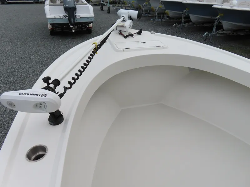 Slide: The Image of 2021 Parker 2300 Special Edition boat with Minn Kota trolling motor on deck. - 7
