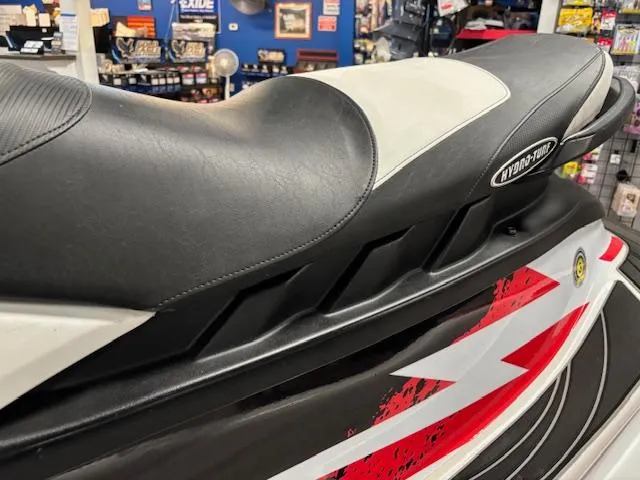 Slide: The Image of 2017 Yamaha WaveRunner EX seat with black and white design in a showroom. - 4
