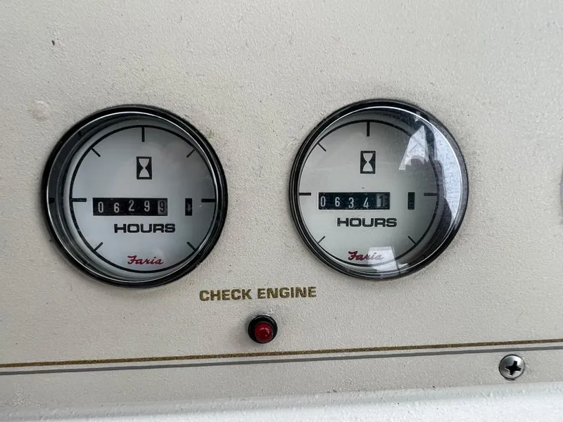 Slide: The Image of Hour meters on 1995 Cruisers Yachts 3650 ACMY dashboard, showing engine hours. - 33