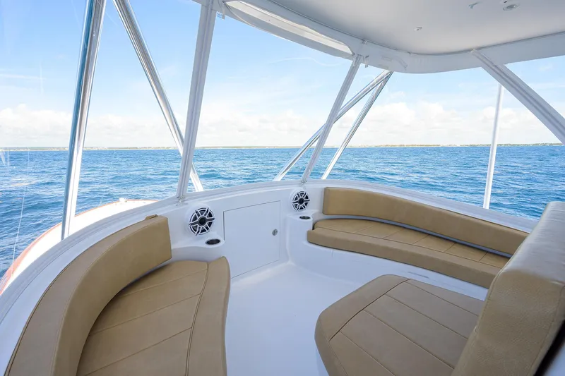 Slide: The Image of Interior view of 2022 F&S 58 Custom Carolina yacht with ocean backdrop. - 18