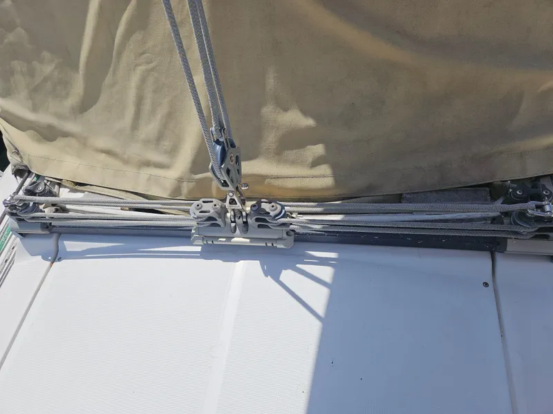 Slide: The Image of Close-up of rigging on a 2008 Beneteau 323 sailboat deck. - 8