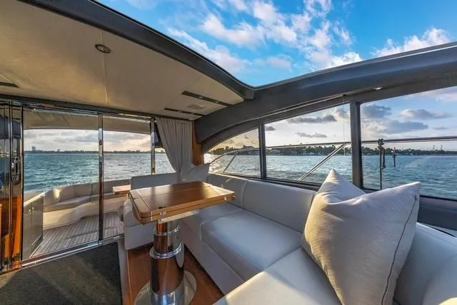 Slide: The Image of Luxurious interior of 2017 Princess V48 Open yacht with ocean view. - 16