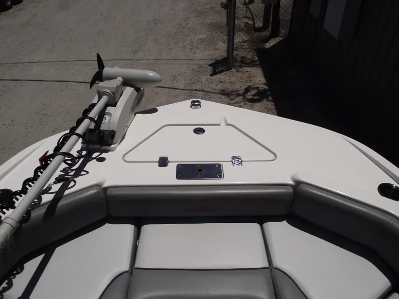 Slide: The Image of 2022 NauticStar 191 Hybrid boat bow with trolling motor and seating. - 6