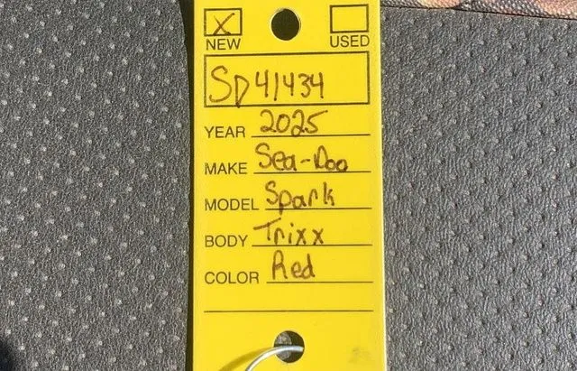 Slide: The Image of Yellow tag for 2025 Sea-Doo Spark Trixx, red. - 17