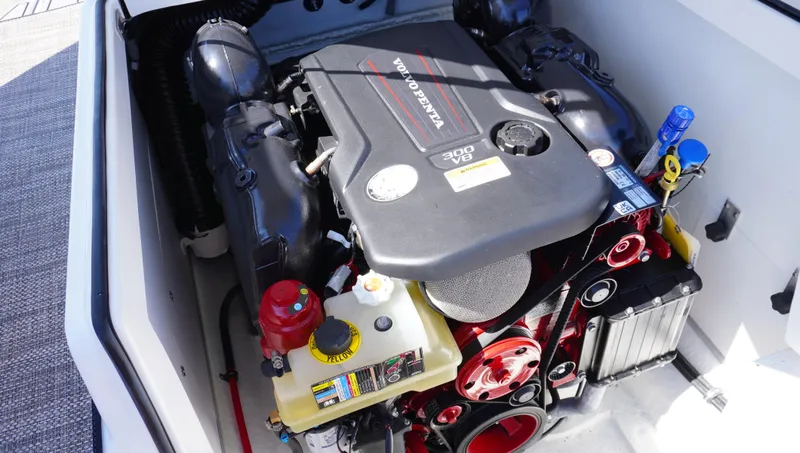 Slide: The Image of 2024 Cobalt CS23 engine compartment showcasing powerful marine engine components. - 15