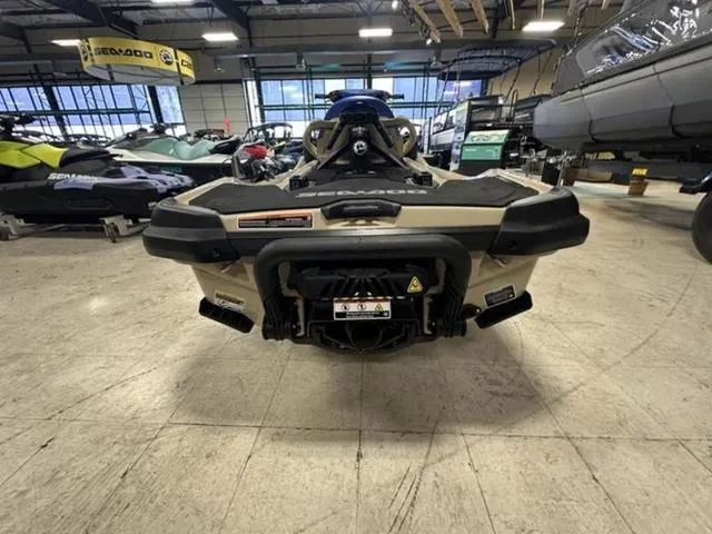 Slide: The Image of 2025 Sea-Doo Waverunner Wake in showroom, rear view showcasing design and features. - 7
