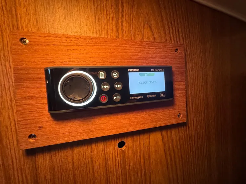 Slide: The Image of Fusion MS-RA70NSX stereo system on 1973 Bertram 28 Sport Fisherman boat. - 22
