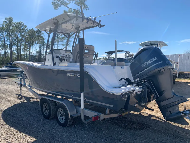 Slide: The Image of 2018 Sea Fox 248 Commander boat on trailer with Yamaha outboard motor. - 5