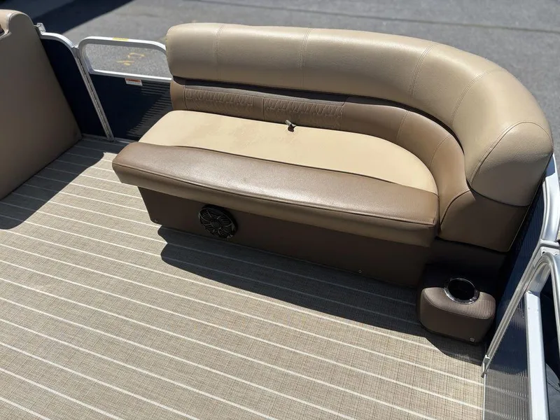 Slide: The Image of Beige seating on 2021 Godfrey SW 2086 C boat with striped flooring. - 11