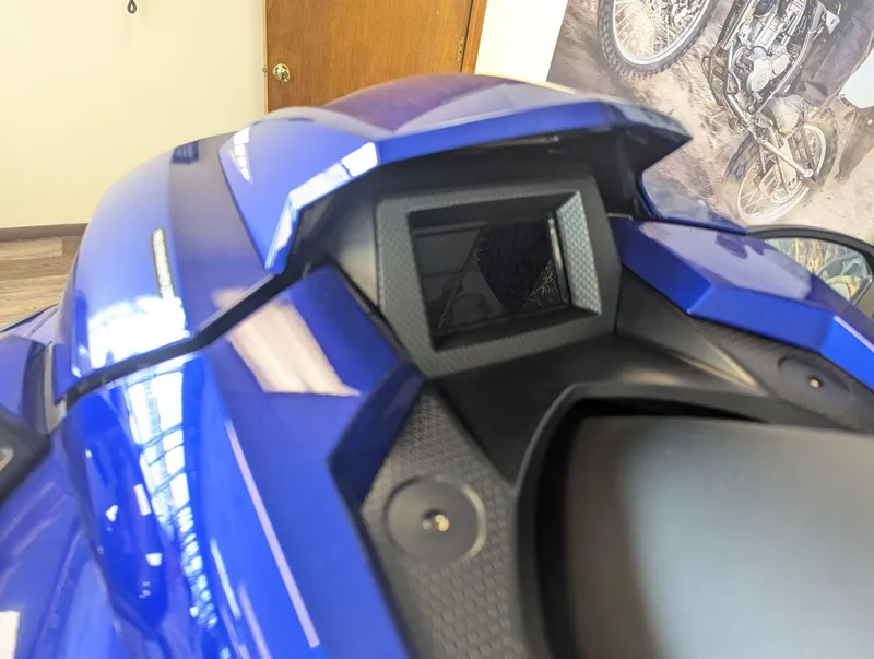 Slide: The Image of 2024 Yamaha Boats GP SVHO, close-up of blue body and dashboard detail. - 10