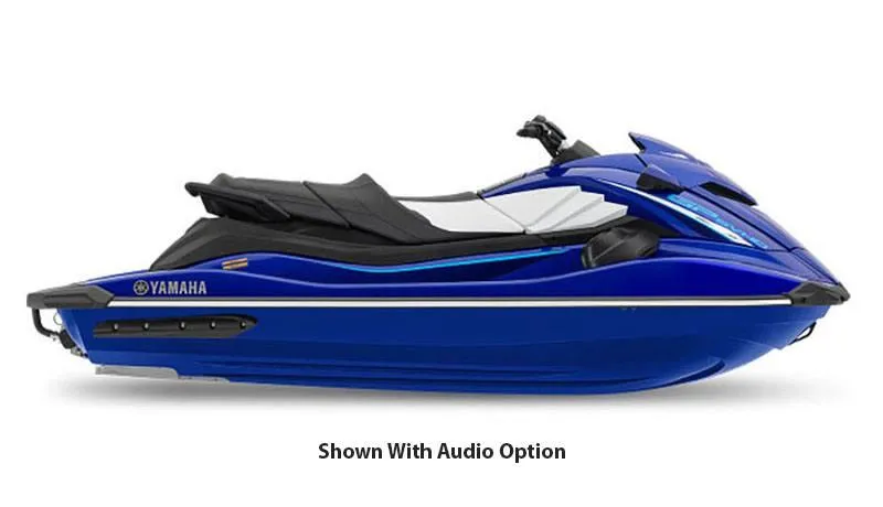 Slide: The Image of 2024 Yamaha Boats GP SVHO, blue jet ski with audio option, side view. - 12