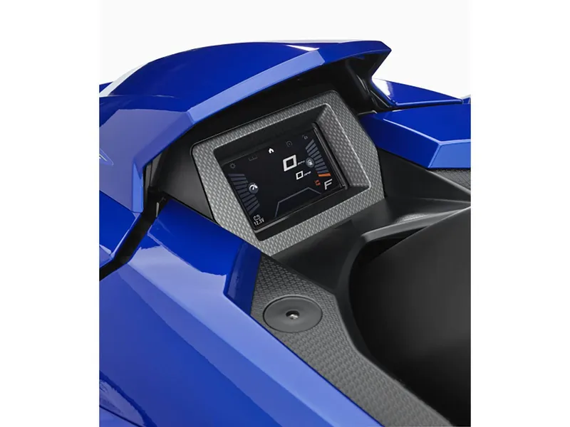 Slide: The Image of 2024 Yamaha GP SVHO dashboard with digital display, featuring sleek blue design. - 15