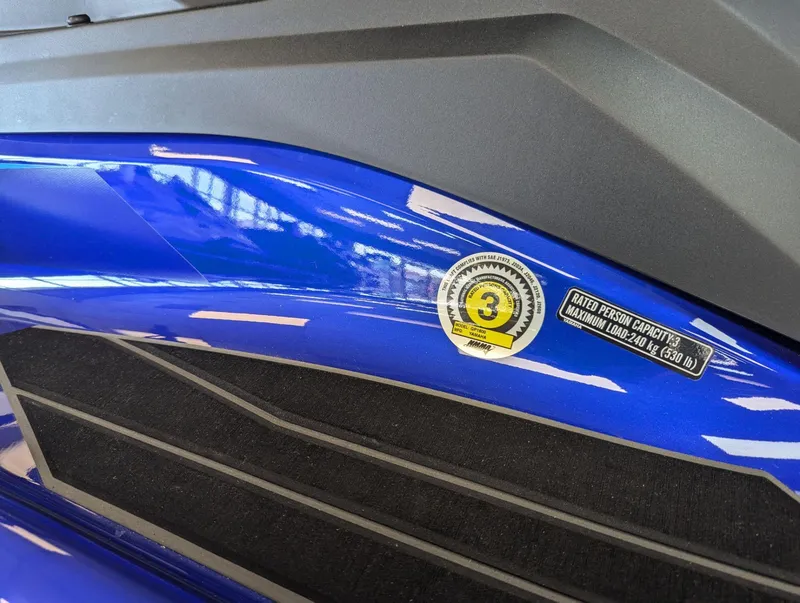 Slide: The Image of 2024 Yamaha GP SVHO, blue hull, rated for 3 persons, maximum load 240 kg (530 lb). - 4