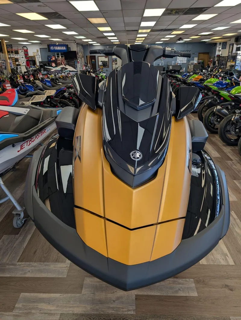 Slide: The Image of 2025 Yamaha FX Cruiser HO with Audio in showroom, featuring sleek design and vibrant colors. - 8